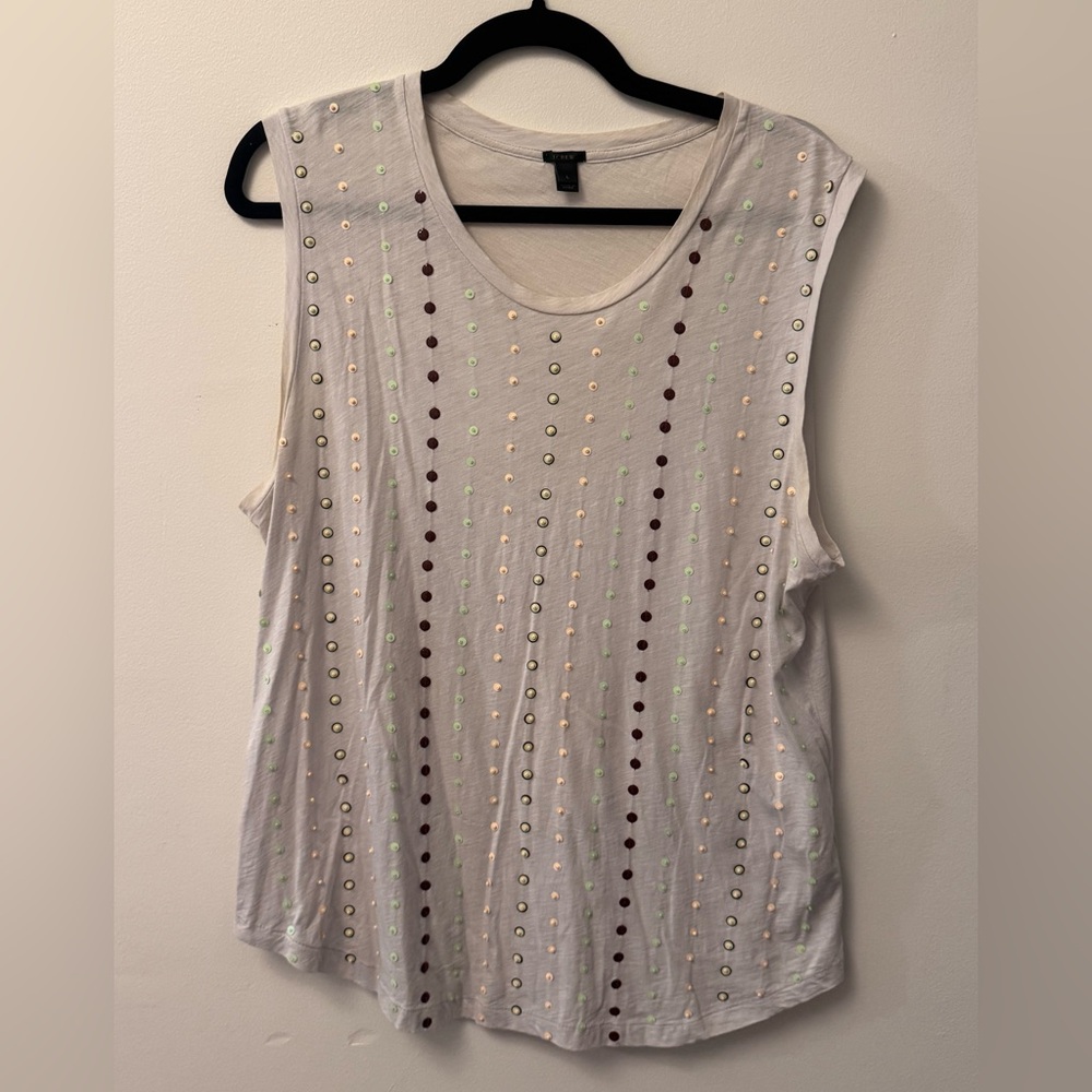 J. Crew Periwinkle Embellished Sleeveless Tee